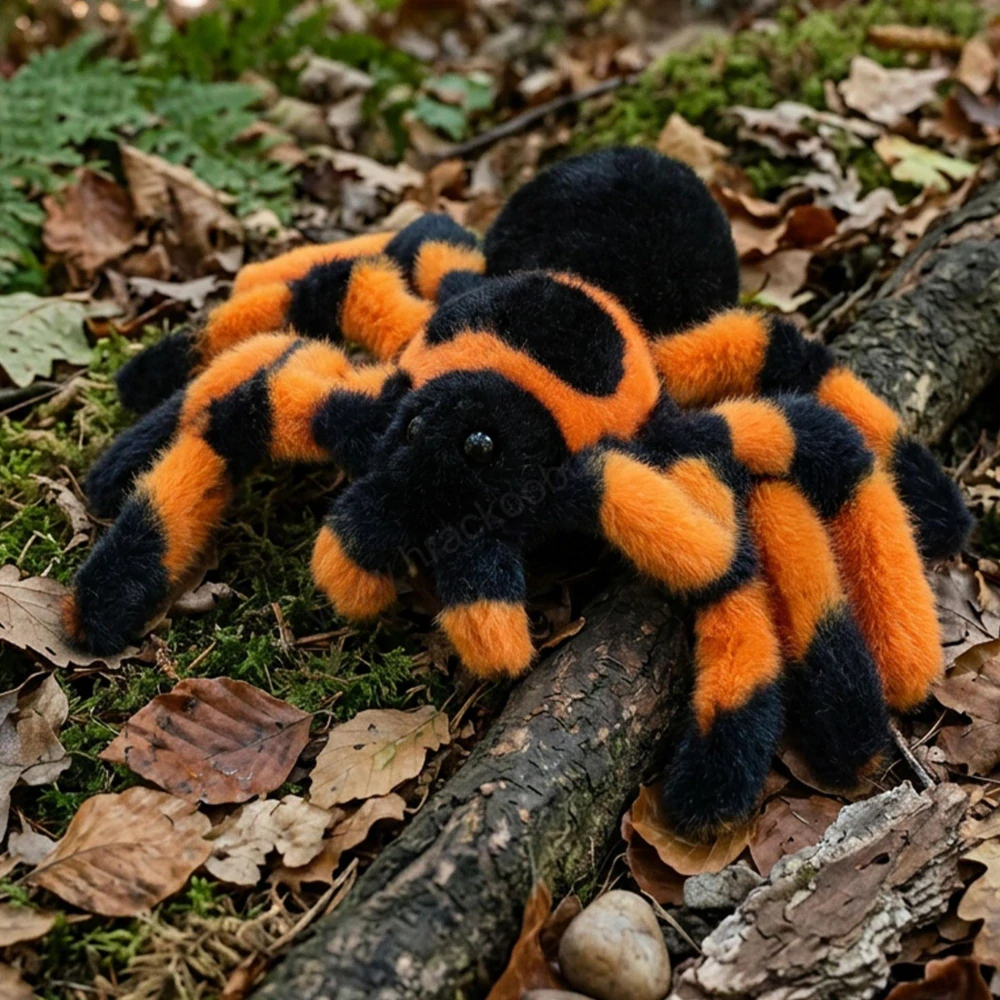 Plyšový Pavouk oranžovočerný / tarantule 20 cm Eco-friendly PLUSH WORLD