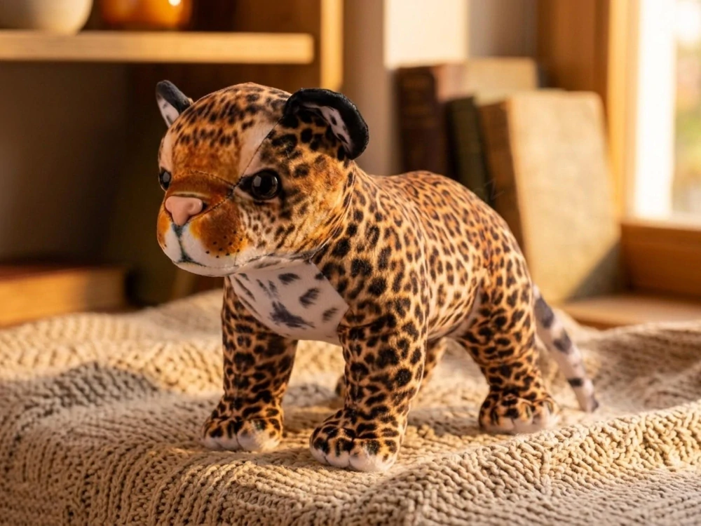 Plyšový leopard / levhart skvrnitý, stojící 40 cm