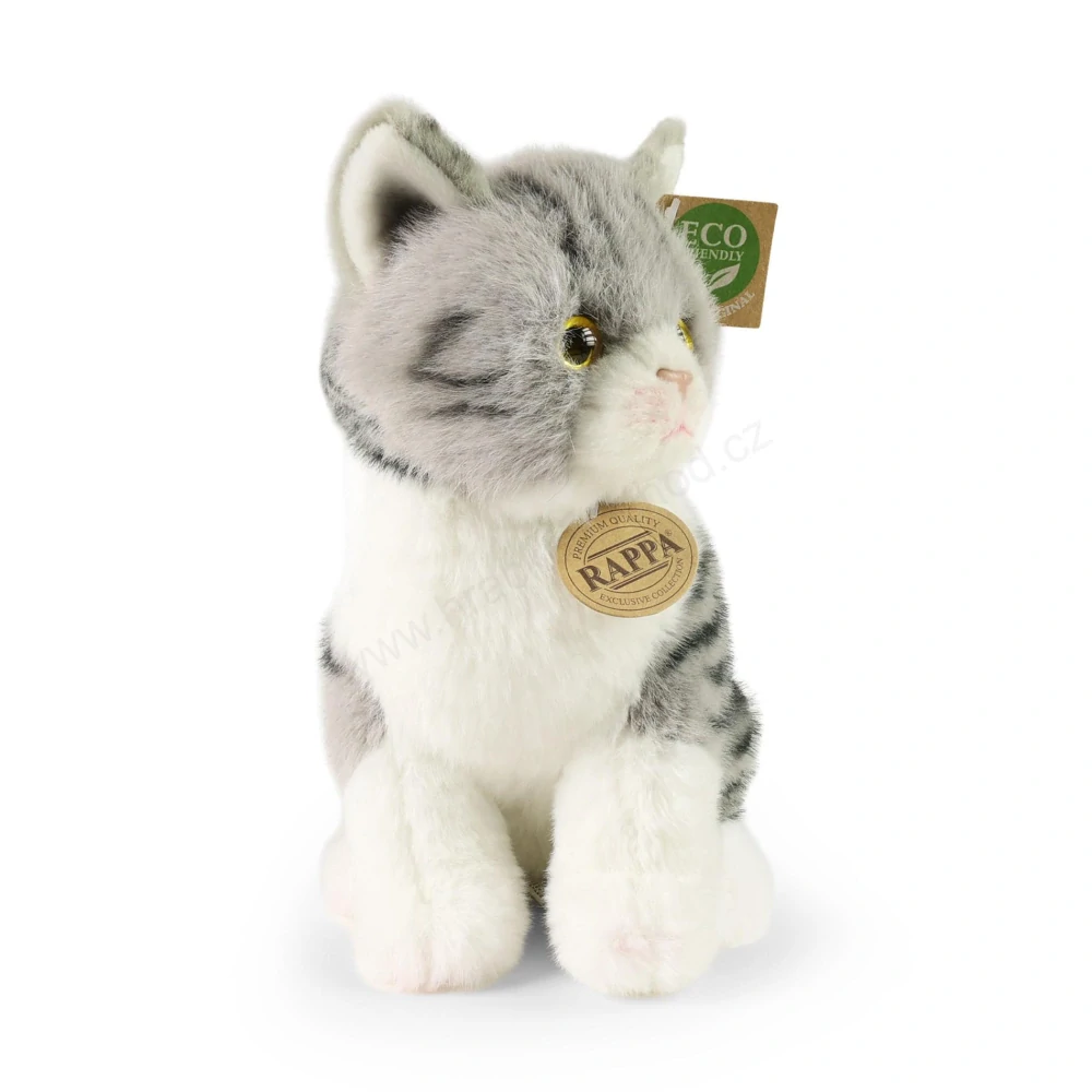 Plyšová kočka šedá sedící 24 cm ECO-FRIENDLY SOFT