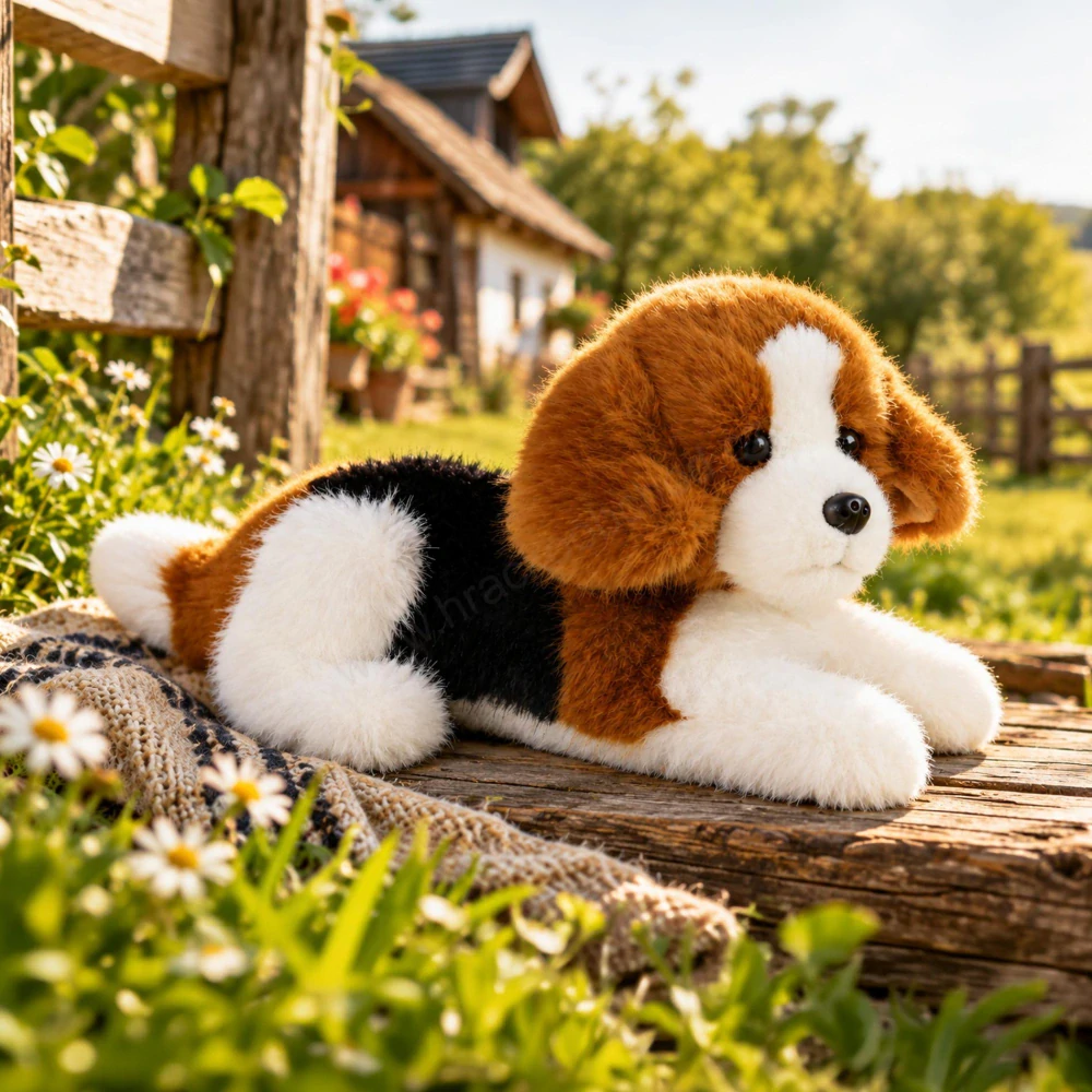 Plyšový pes Bígl ležící 22 cm ECO-FRIENDLY PLUSH WORLD