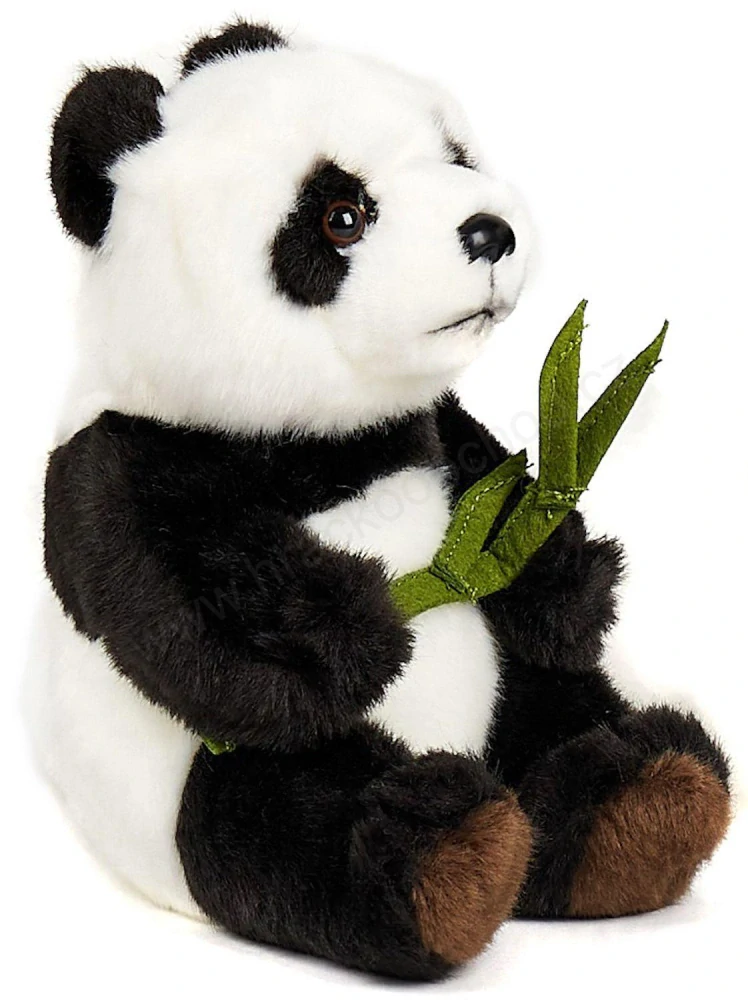 Plyšová PANDA 18 cm, s listem