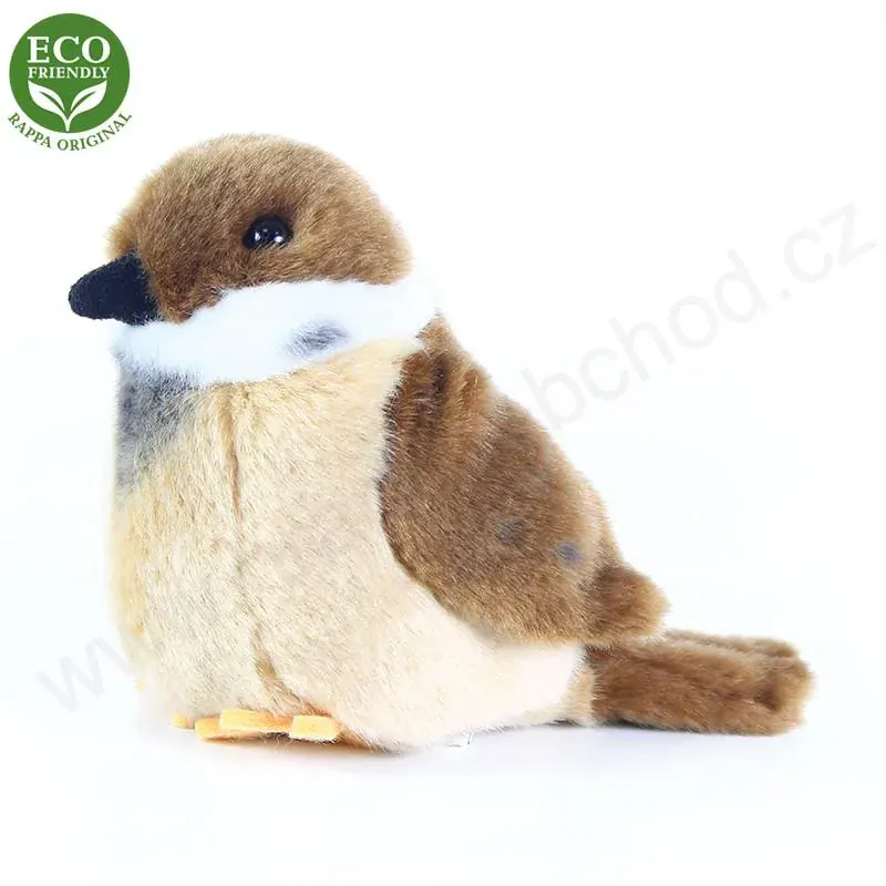 Plyšový pták VRABEC, 13 cm, ECO-FRIENDLY