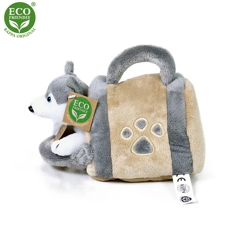 Plyšový pes husky 13 cm s přepravkou ECO-FRIENDLY