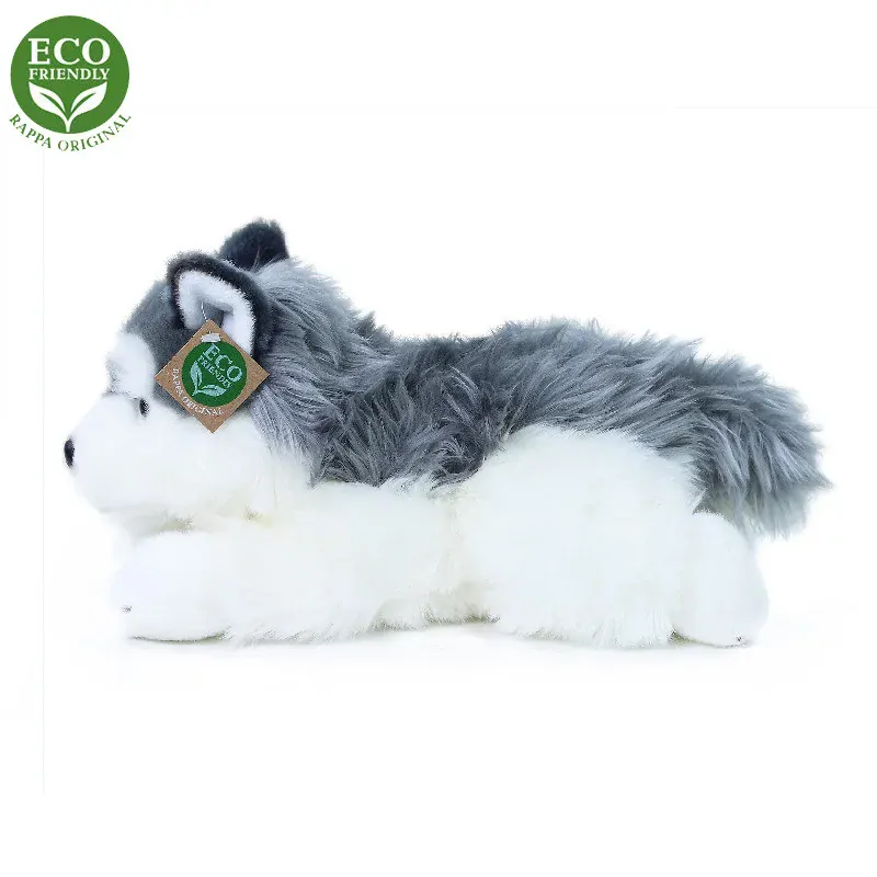 Plyšový pes husky ležící 30 cm ECO-FRIENDLY 