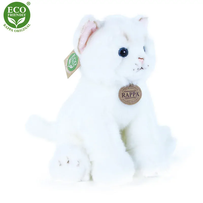 Plyšová kočka sedící bílá 30 cm ECO-FRIENDLY
