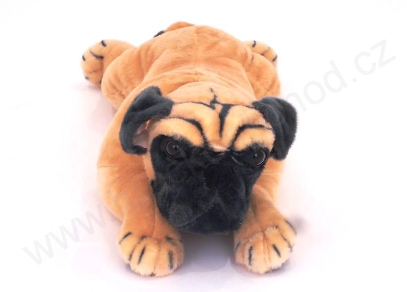 Plyšový pes Mops ležící 66 cm