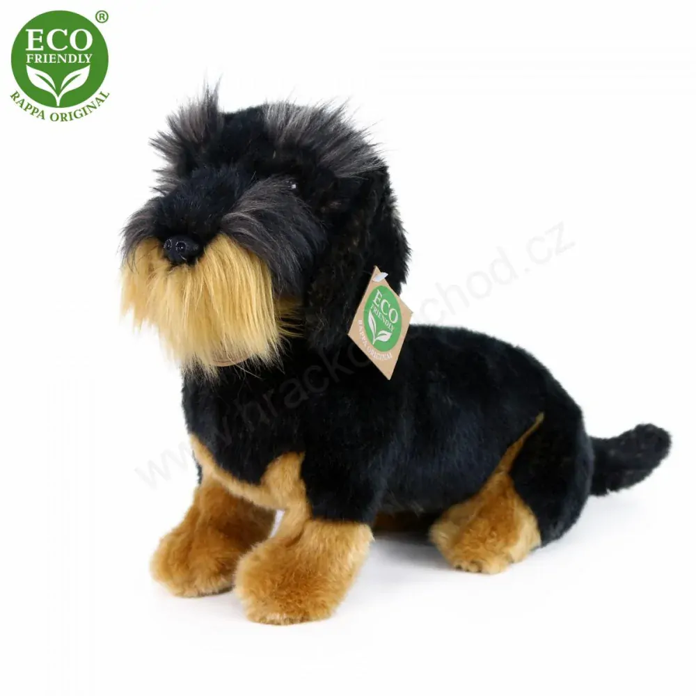 Plyšový pes drsnosrstý jezevčík sedící 30 cm ECO-FRIENDLY