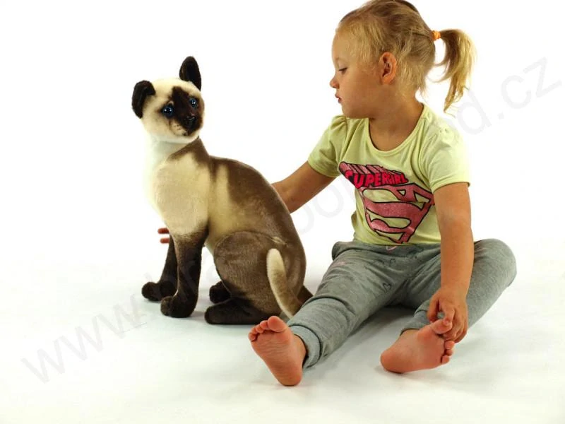 Plyšová kočka Siamská sedící 46 cm