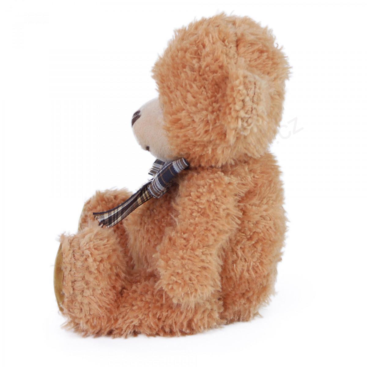 Plyšový medvěd s mašlí 15 cm světle hnědý