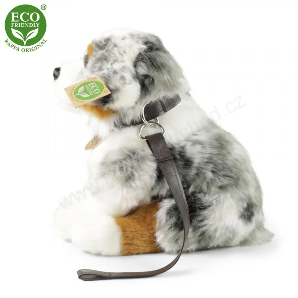 Plyšový pes Australský ovčák 27 cm, s vodítkem  ECO-FRIENDLY