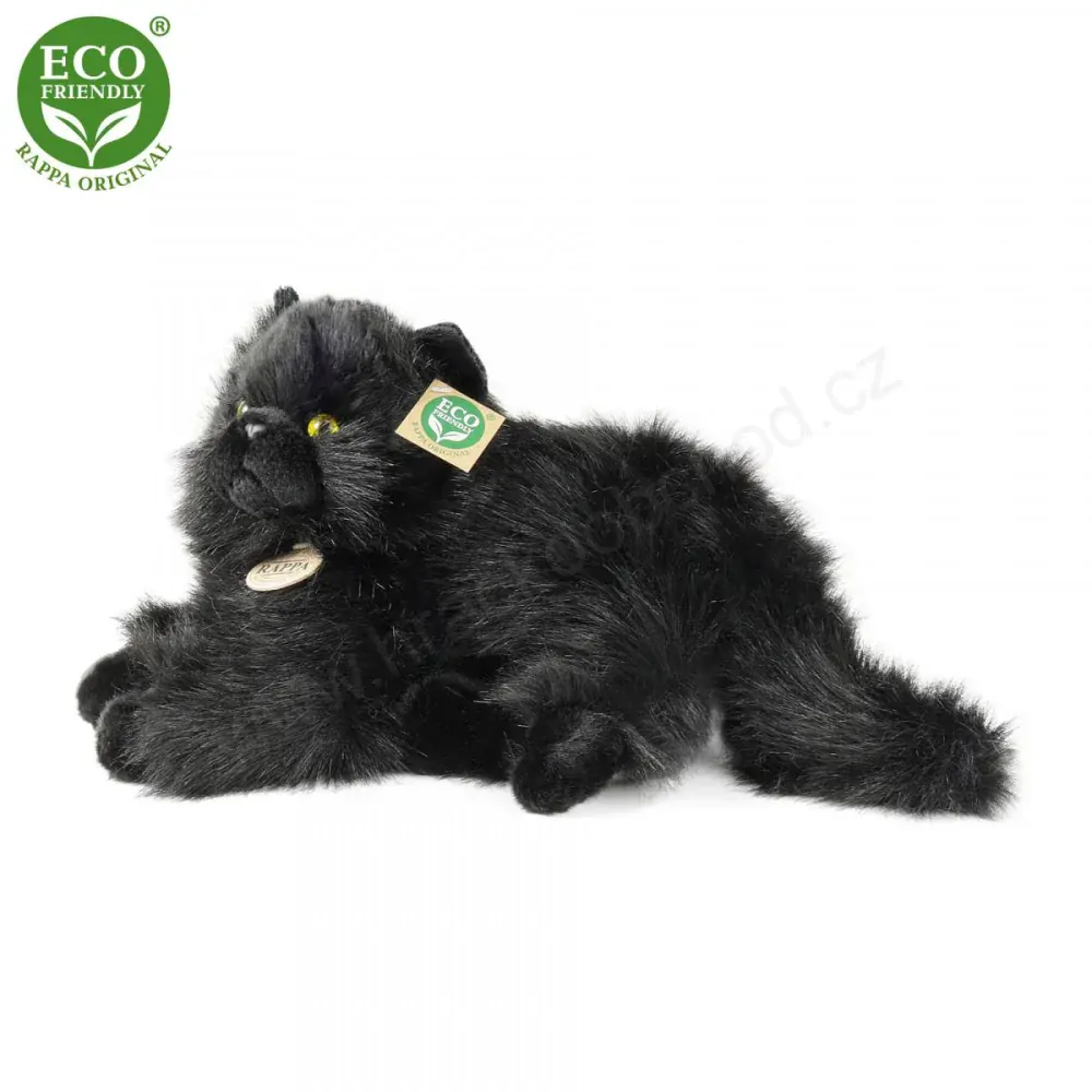 Plyšová kočka černá ležící 30 cm ECO-FRIENDLY