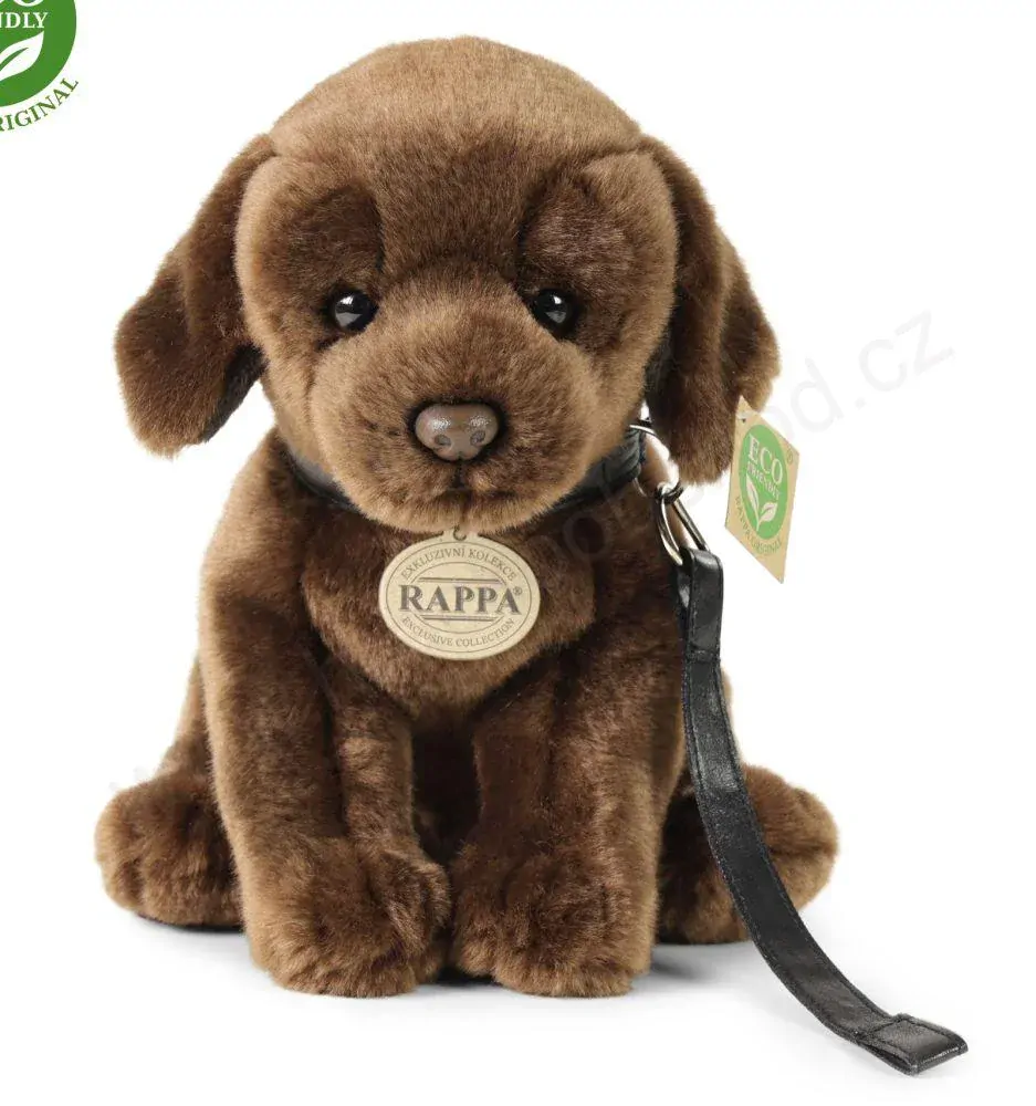 Plyšový pes labrador hnědý 25 cm, s vodítkem  ECO-FRIENDLY