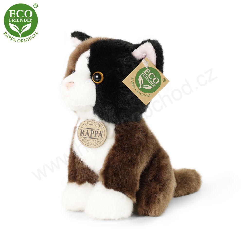Plyšová kočka sedící černohnědobílá 18 cm ECO-FRIENDLY