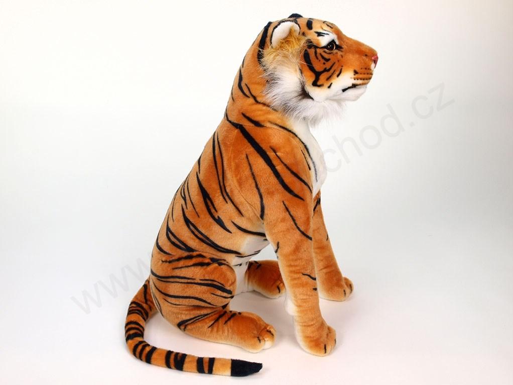 Plyšový tygr hnědý sedící, 73 cm