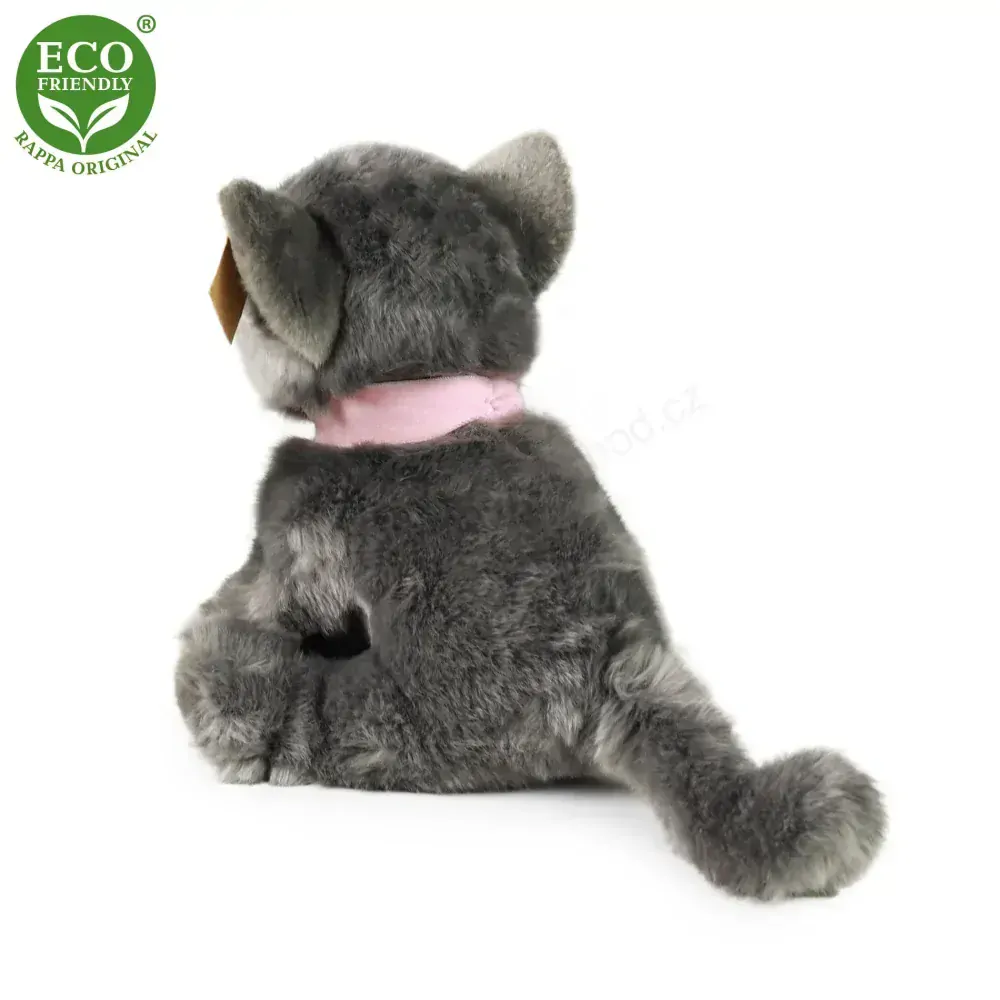 Plyšová kočka šedá sedící 25 cm ECO-FRIENDLY