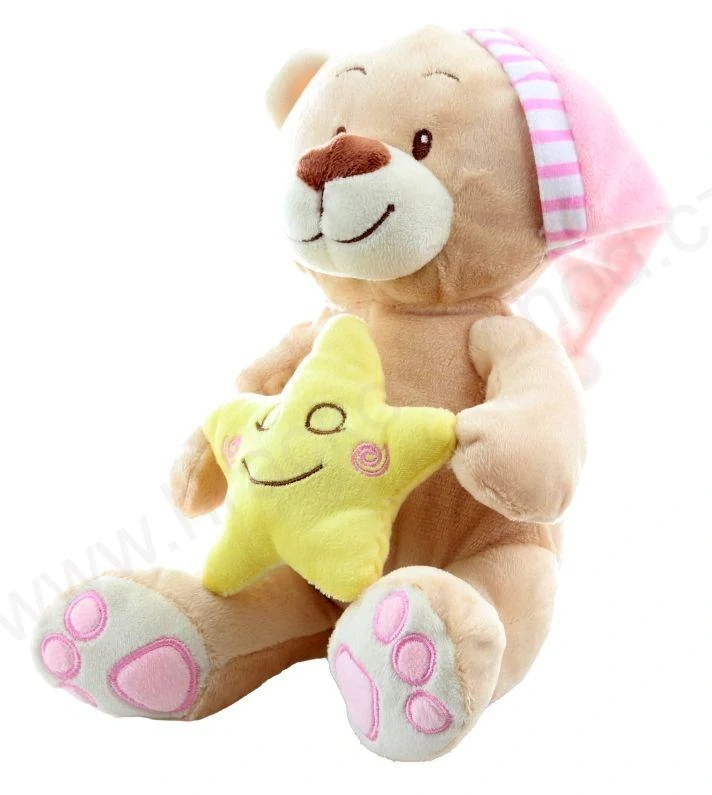 Plyšový medvídek s hvězdičkou růžový 23 cm