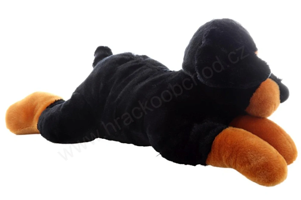 Plyšový pes tmavý ležící rotvajler 40 cm