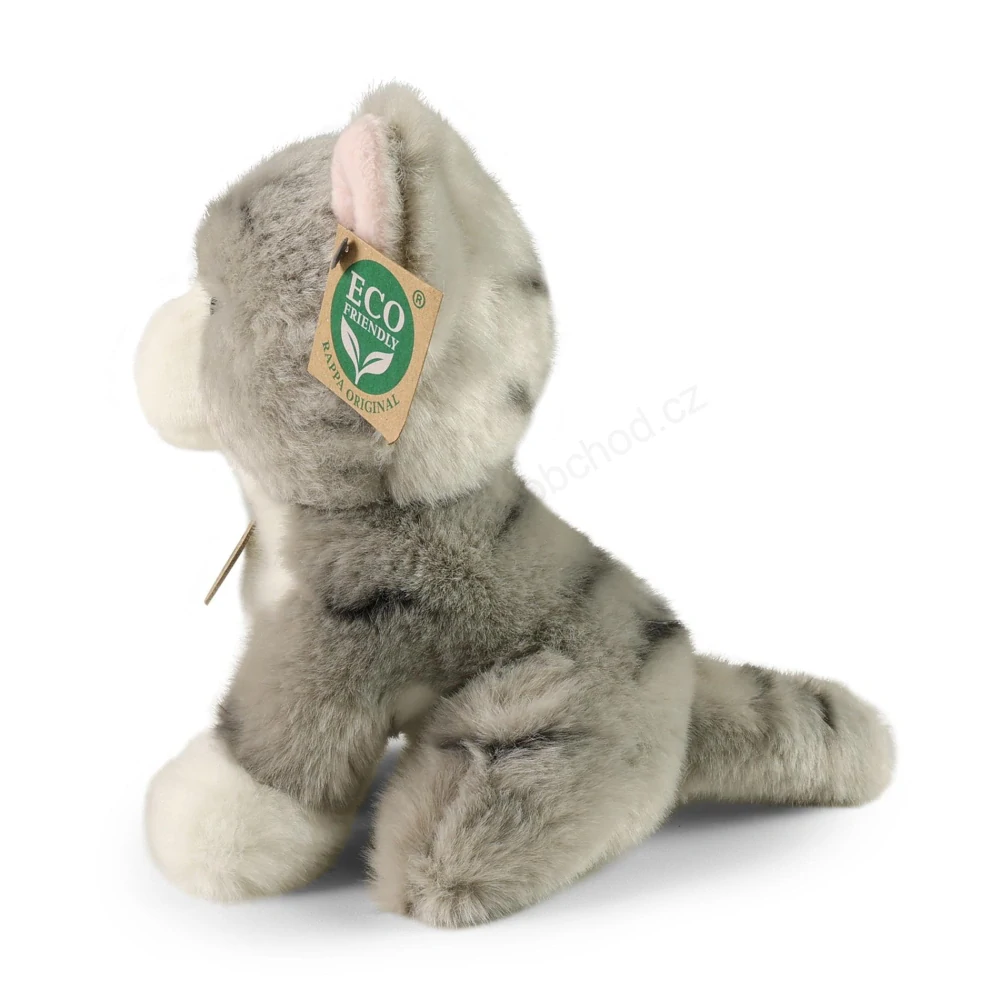 Plyšová kočka šedá sedící 18 cm ECO-FRIENDLY