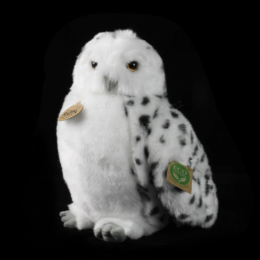 Plyšová sova sněžná 28 cm, s otáčecí hlavou ECO-FRIENDLY