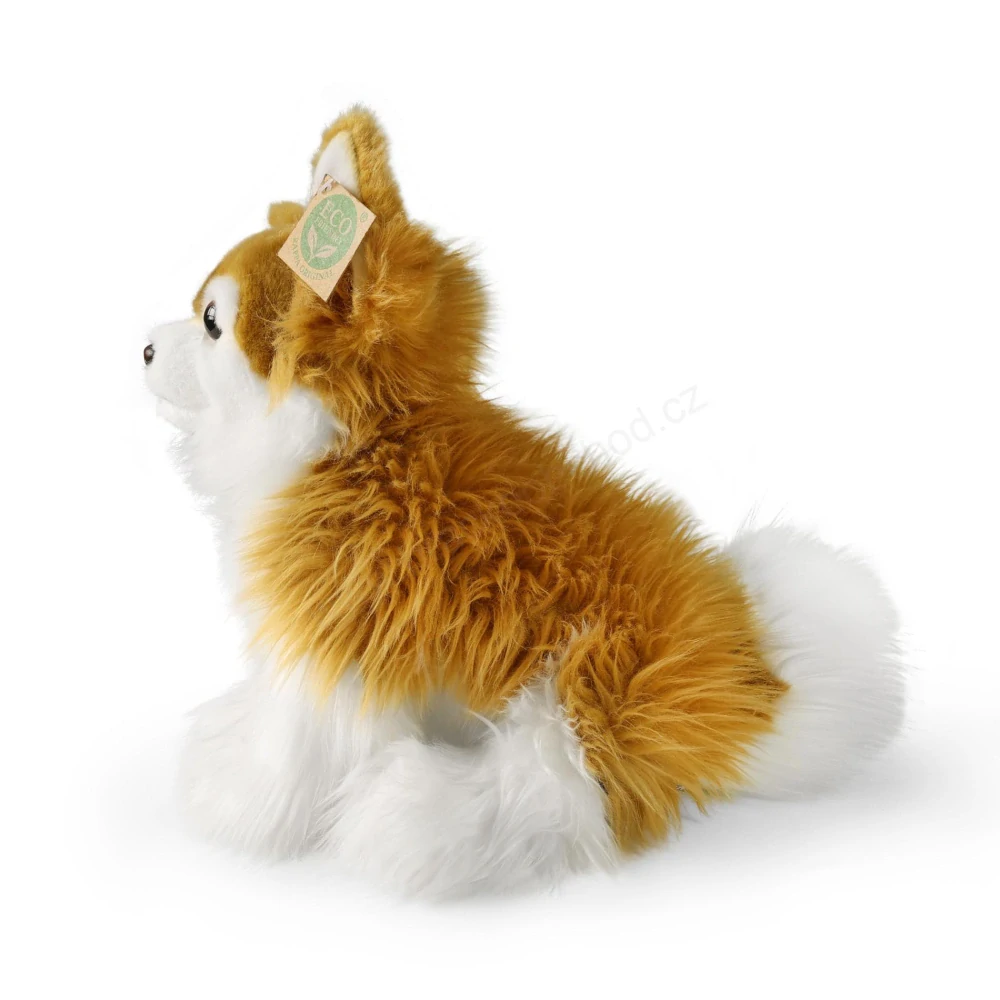 Plyšový pes čivava sedící 28 cm, hnědobílá ECO-FRIENDLY