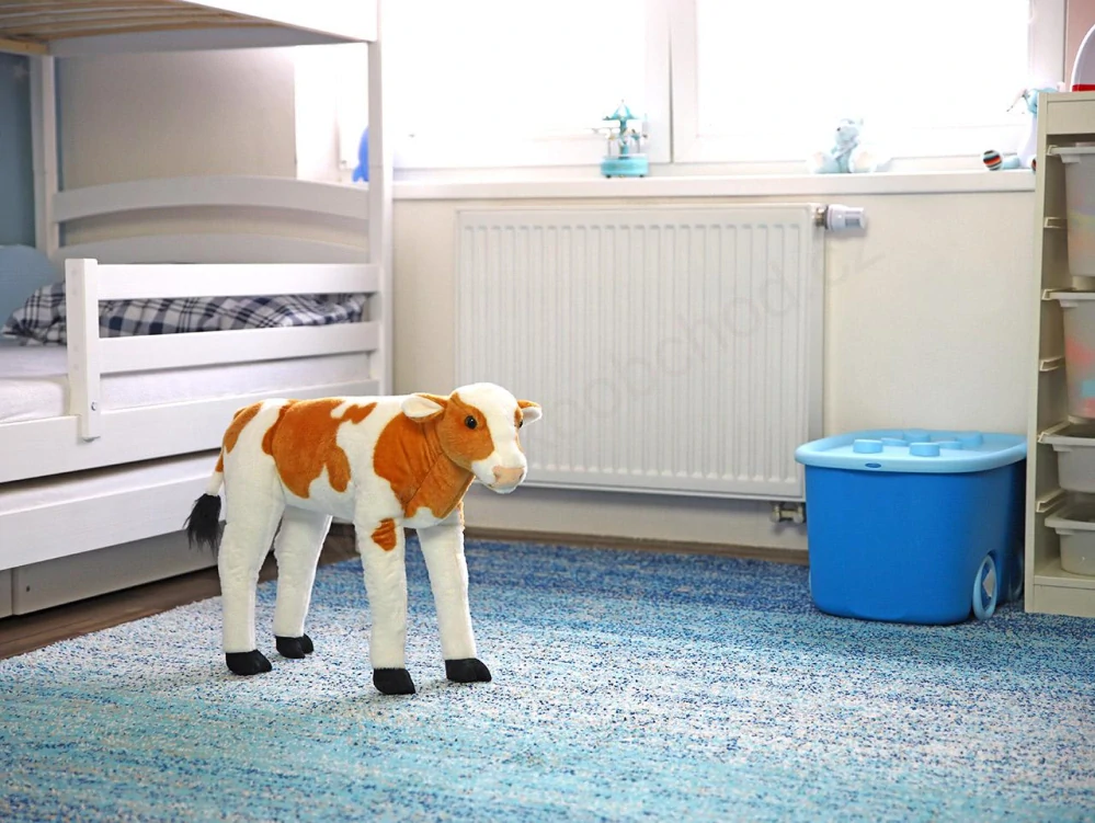 Plyšové tele (kráva) stojící bílohnědé 63 cm