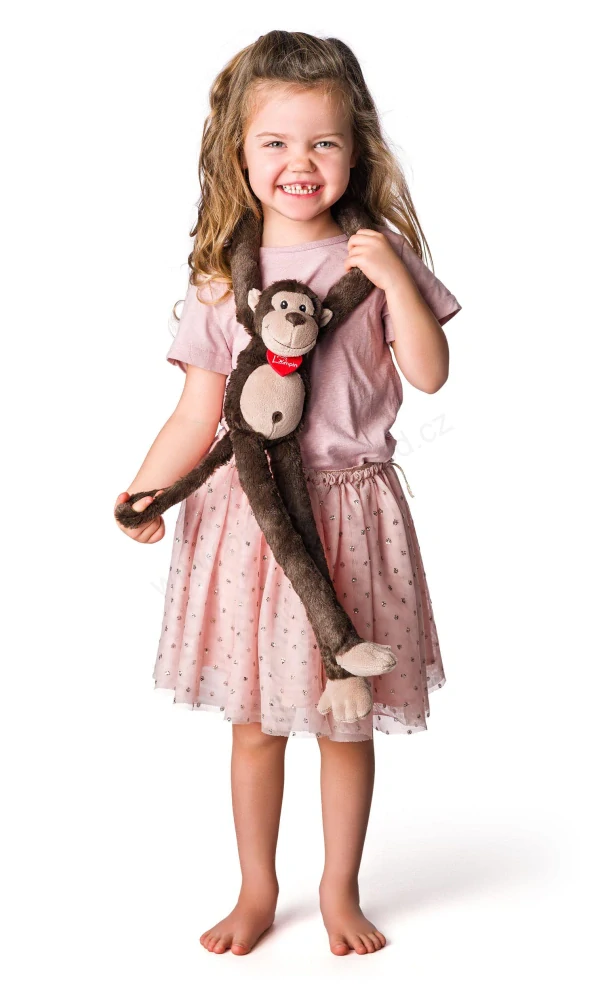 LUMPIN Plyšová Opička Coffee-Hug me 70 cm, se suchými zipy na tlapkách