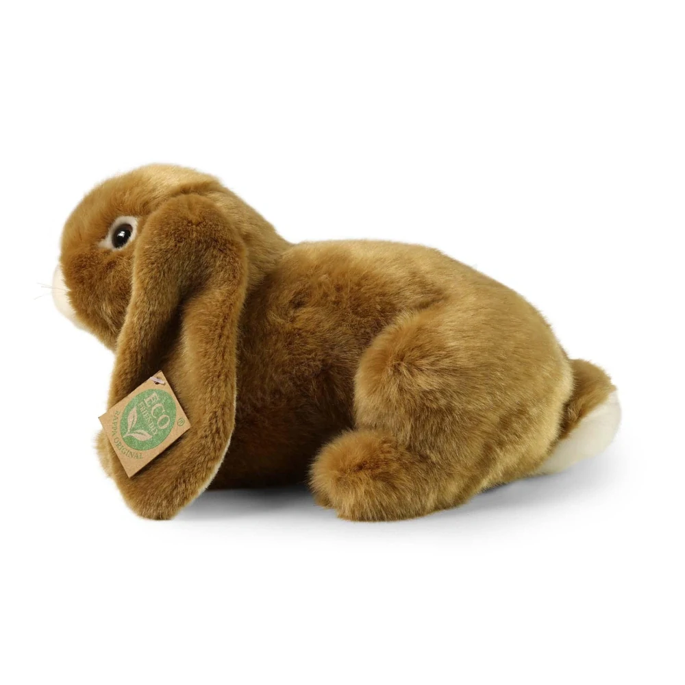 Plyšový KRÁLÍK ležící, hnědý 25 cm, uši dolu ECO-FRIENDLY