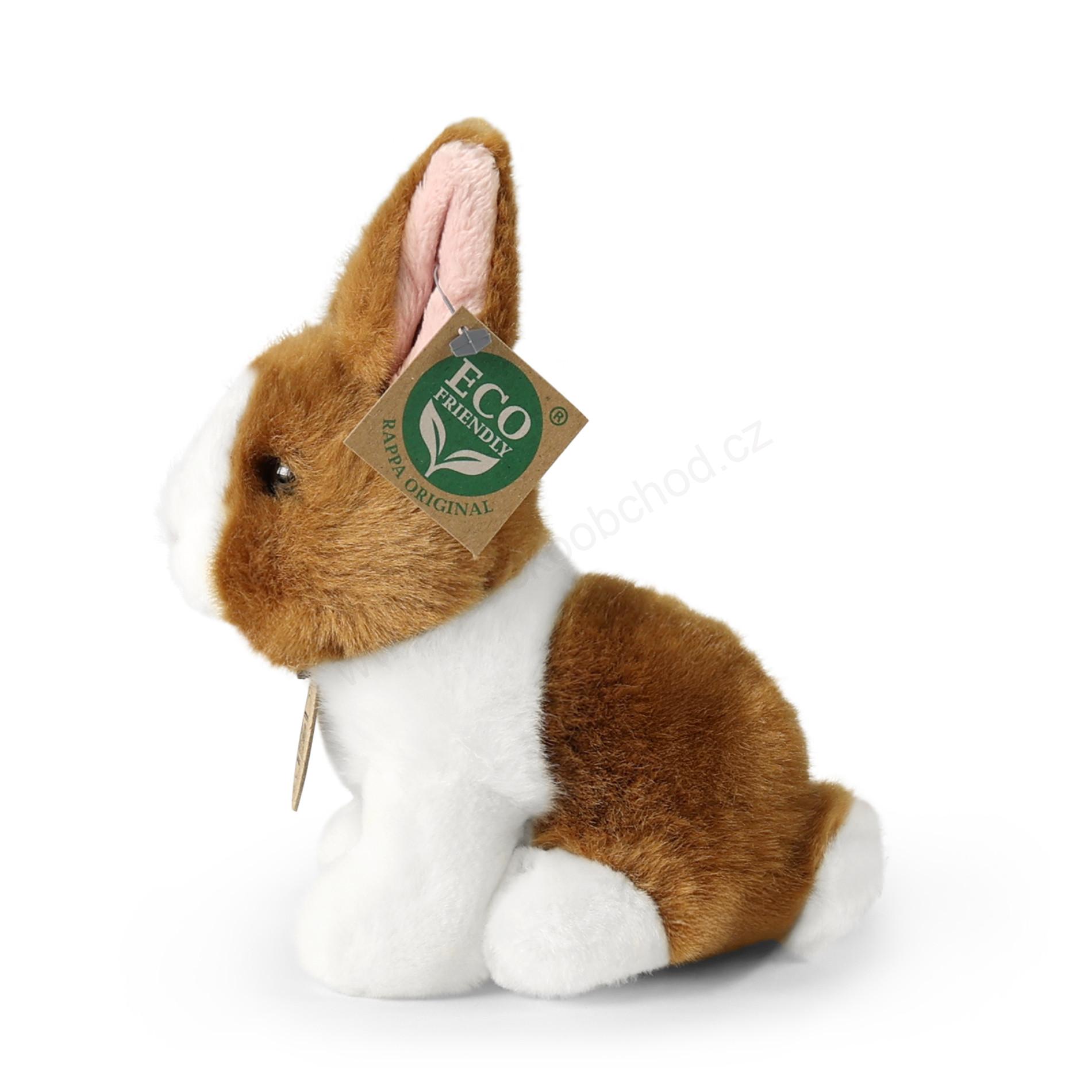 Plyšový králík bílo-hnědý sedící 16 cm ECO-FRIENDLY