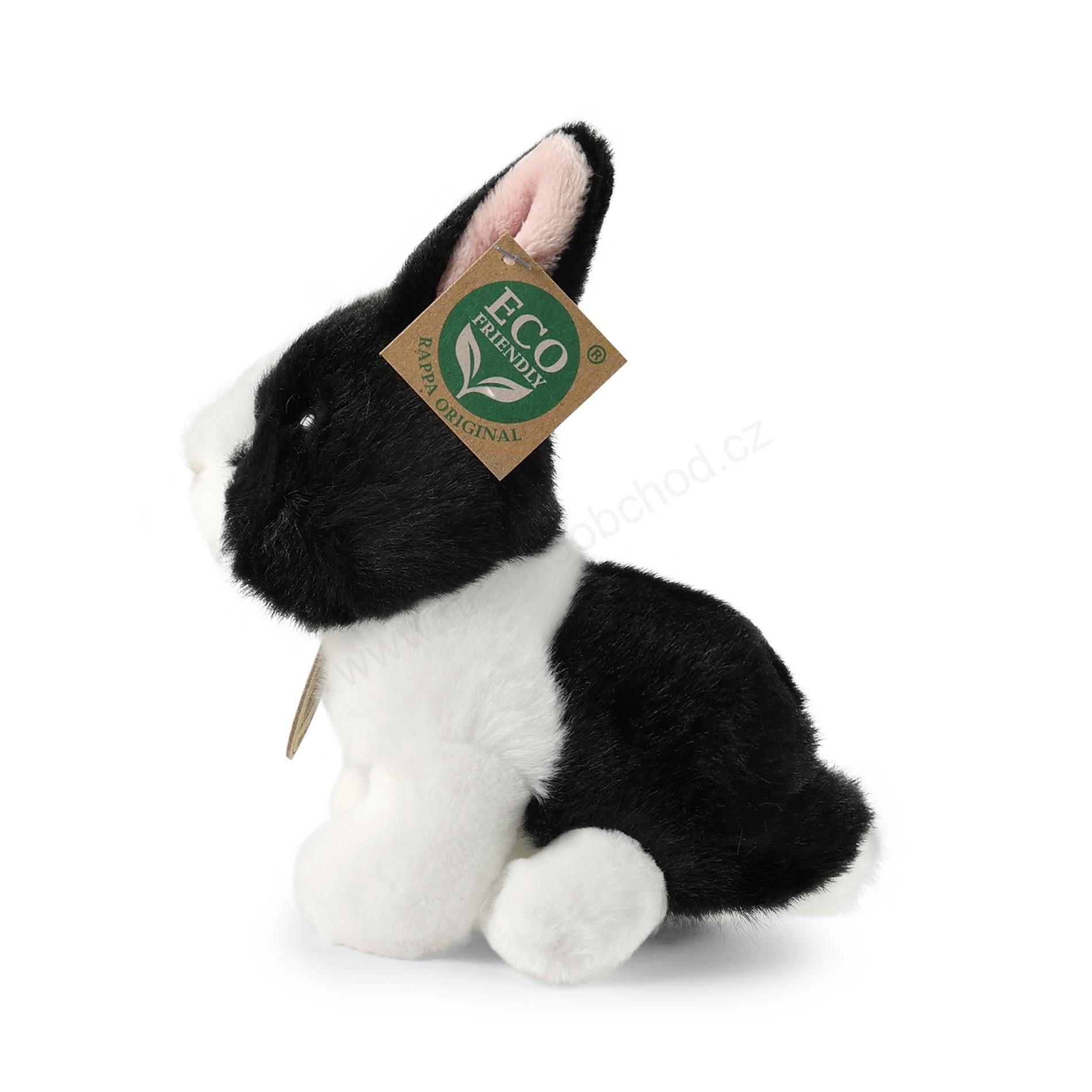 Plyšový králík bílo-černý sedící 16 cm ECO-FRIENDLY