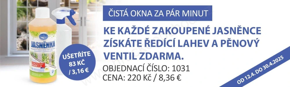 JASNĚNKA - ekologický přípravek na údržbu oken 