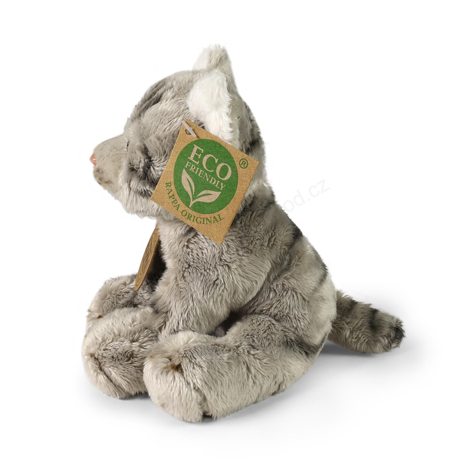Plyšová KOČKA šedá sedící 14 cm ECO-FRIENDLY