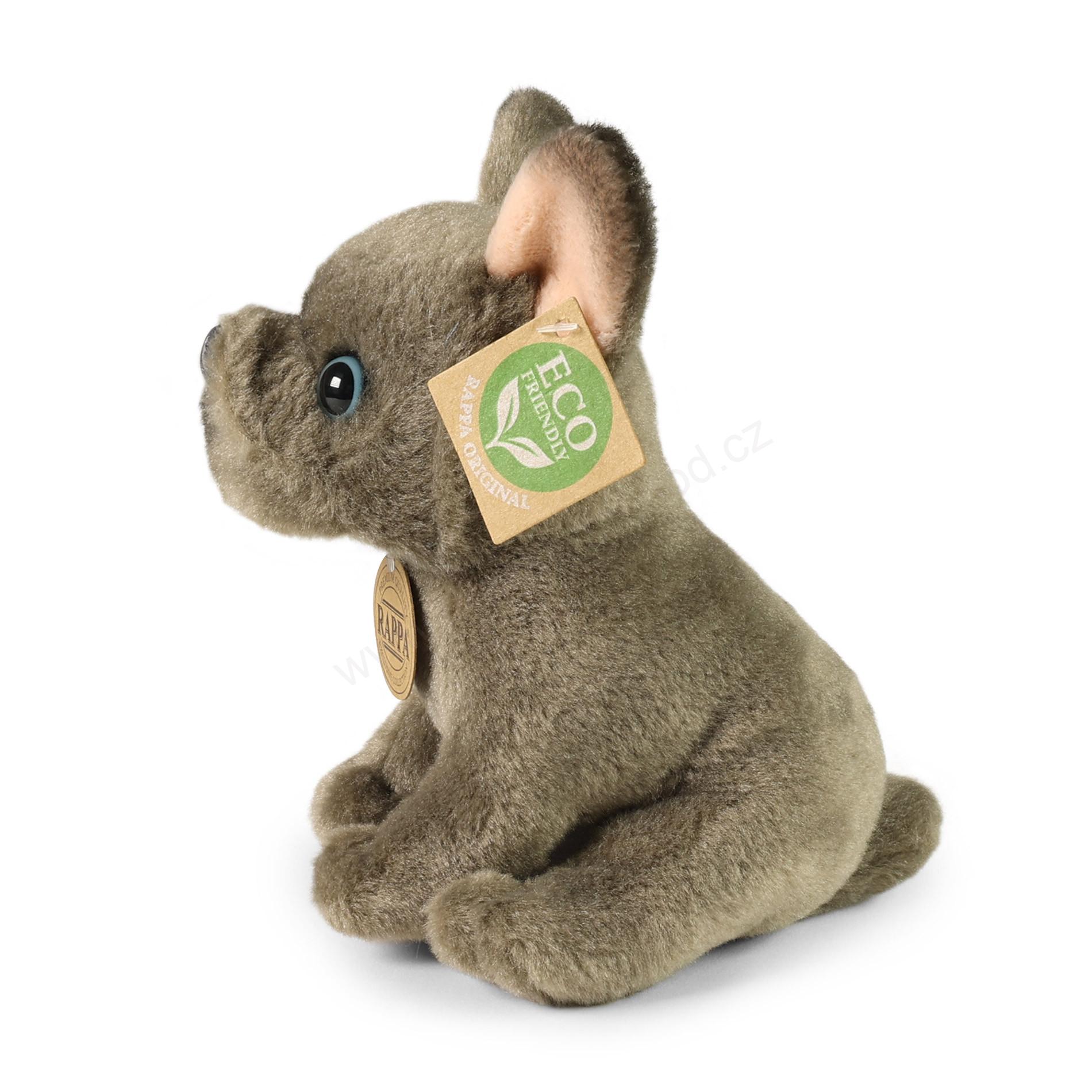 Plyšový pes francouzský buldoček šedý sedící 18 cm ECO-FRIENDLY