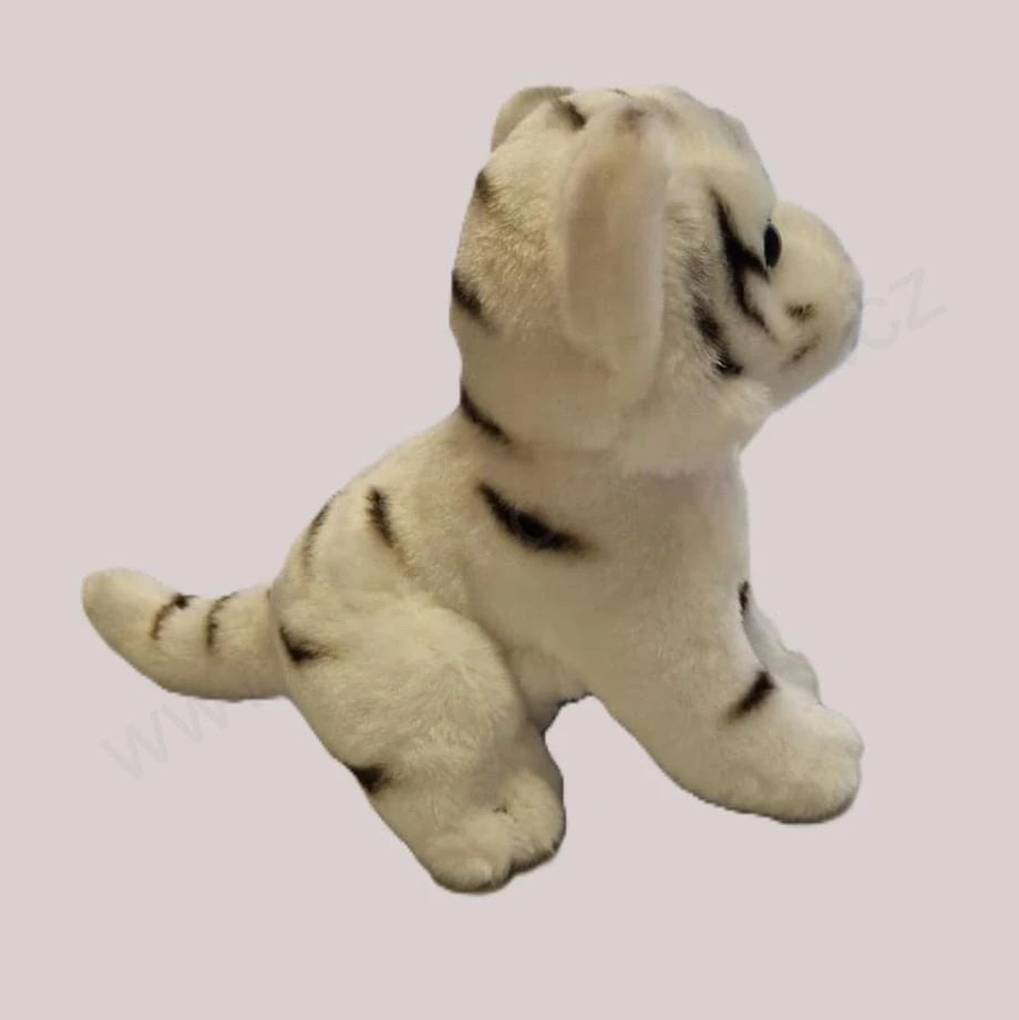 Plyšový tygr bílý sedící 18 cm