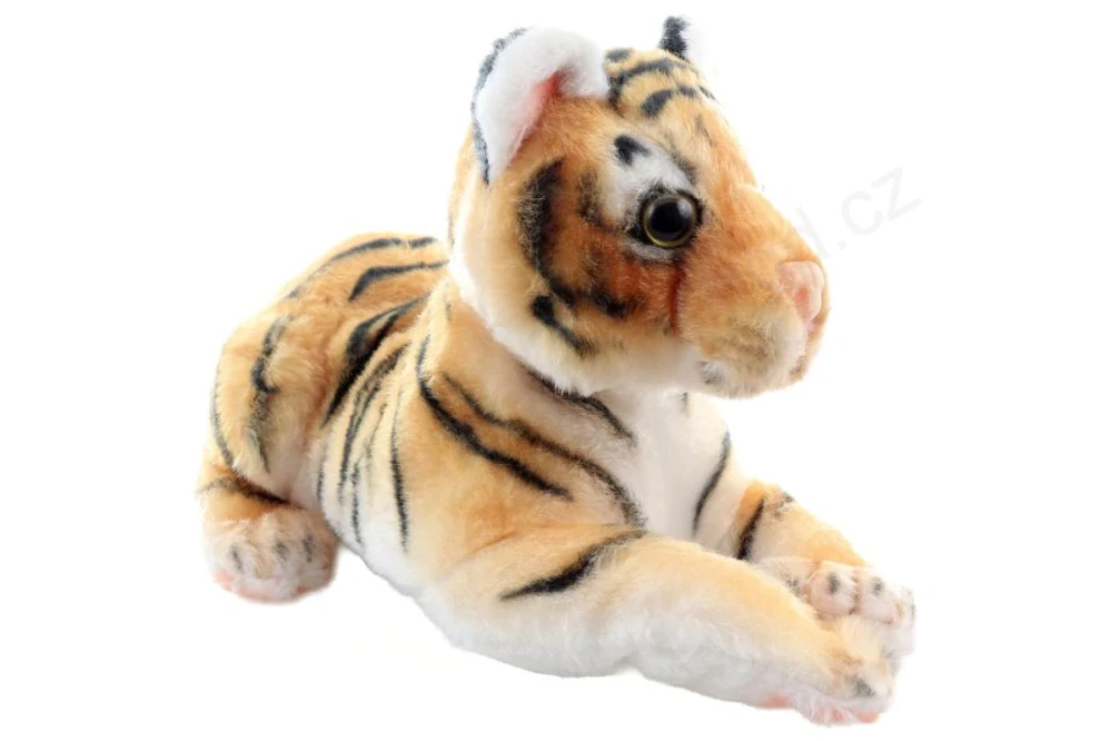 Plyšový tygr hnědý ležící, 21 cm