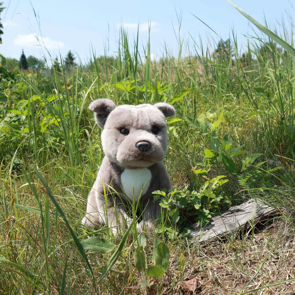 Plyšový pes stafordšírský bulteriér šedý 30cm ECO-FRIENDLY