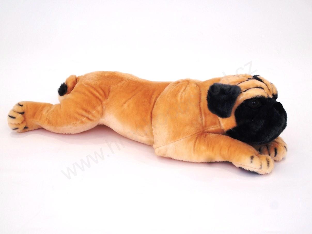 Plyšový pes Mops ležící 66 cm