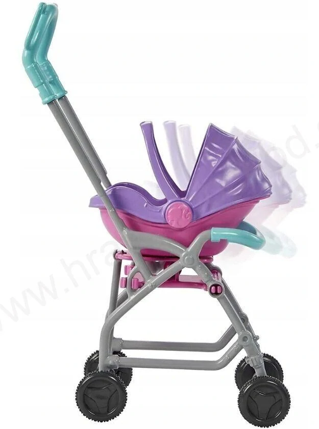 Barbie Barbie Chůva herní set Kočárek GXT34