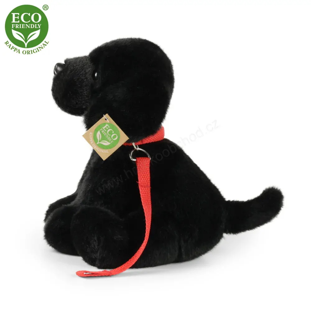 Plyšový pes labrador černý s vodítkem 28 cm ECO-FRIENDLY