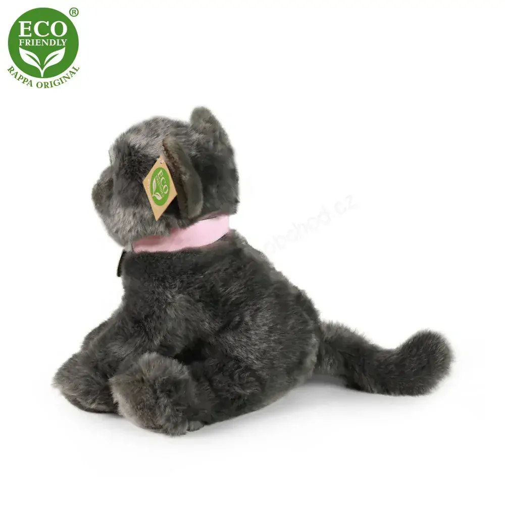 Plyšová kočka šedá sedící 25 cm ECO-FRIENDLY