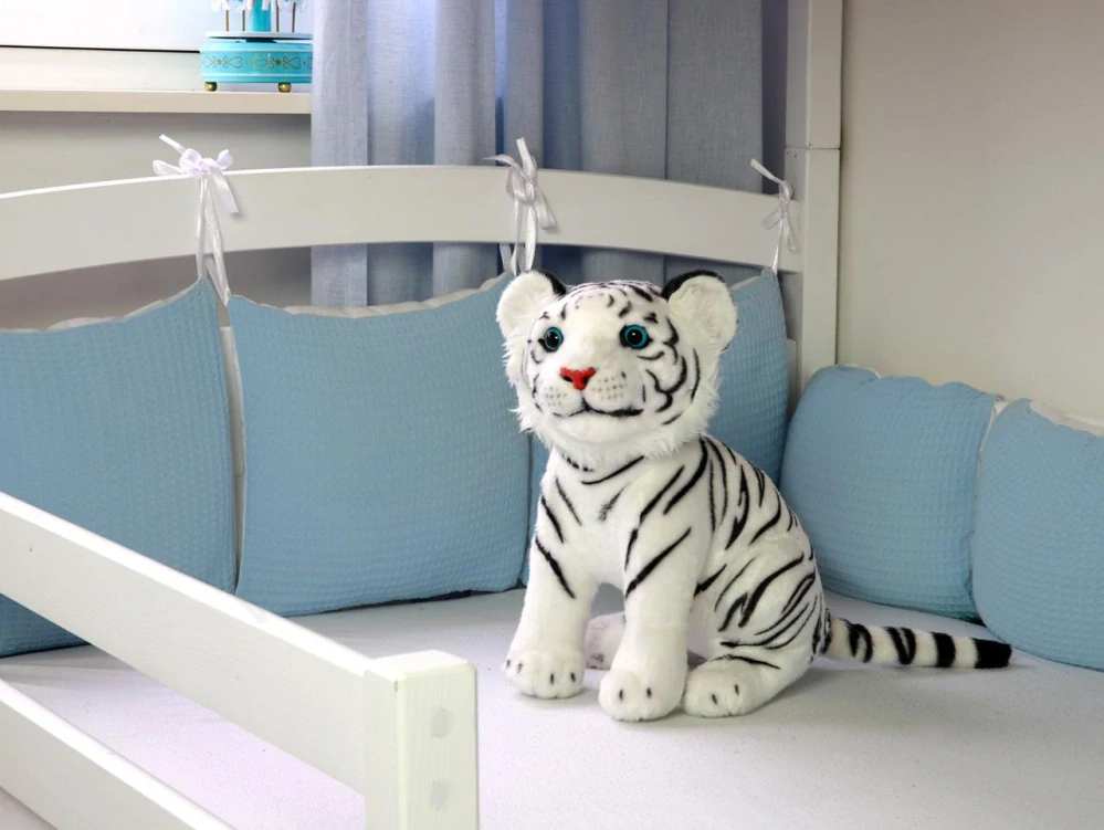 Plyšový tygr bílý sedící 34 cm, extra jemný