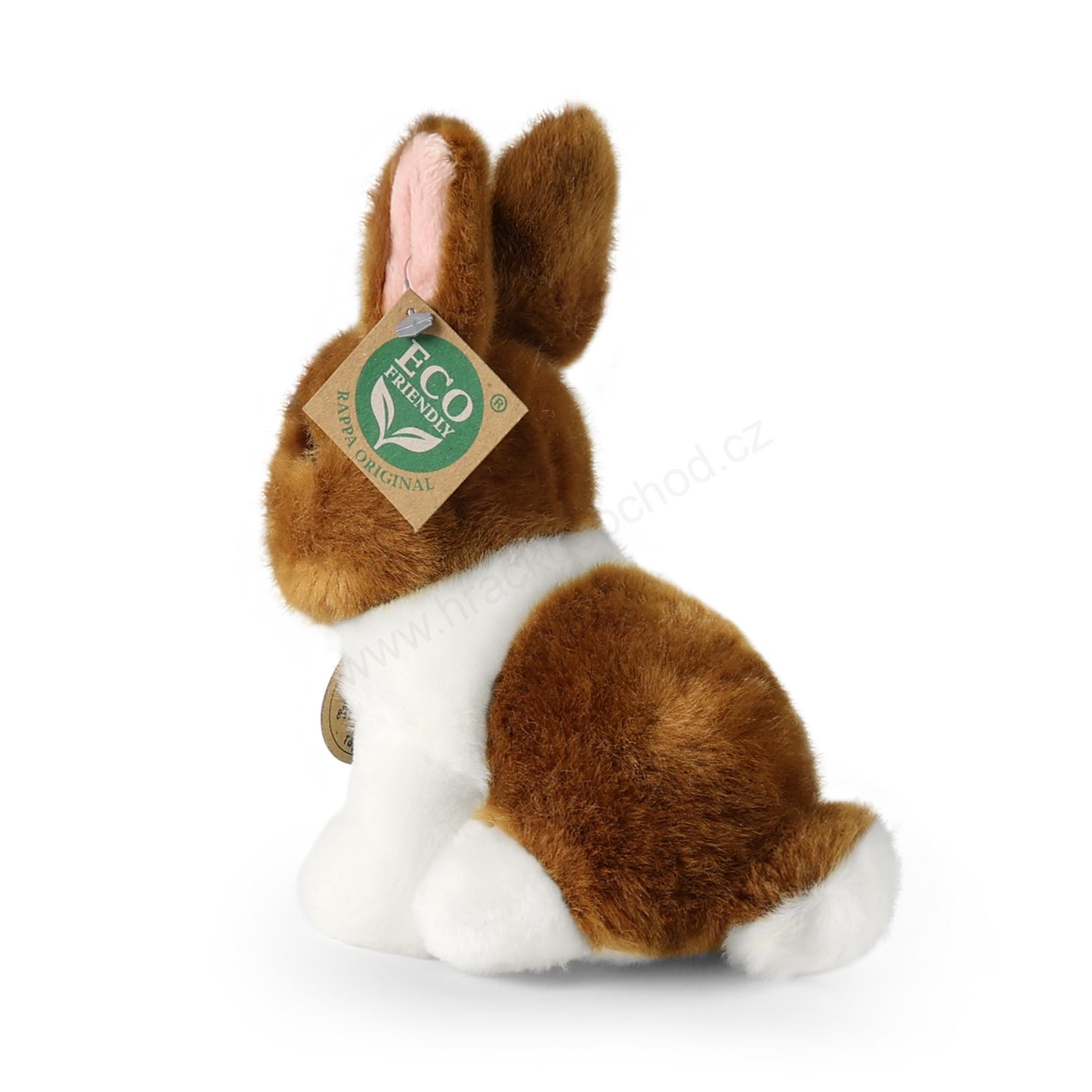 Plyšový králík bílo-hnědý sedící 16 cm ECO-FRIENDLY