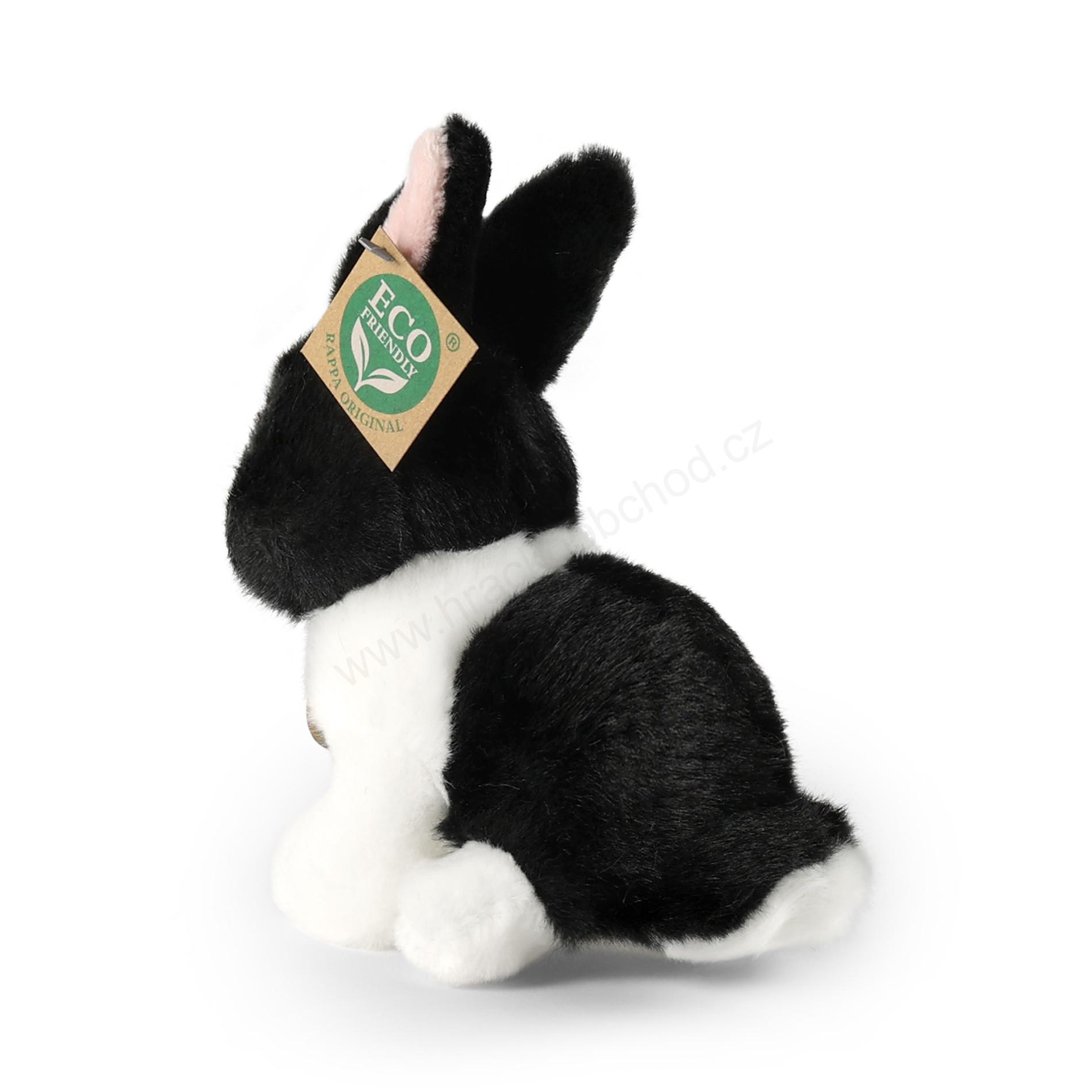 Plyšový králík bílo-černý sedící 16 cm ECO-FRIENDLY