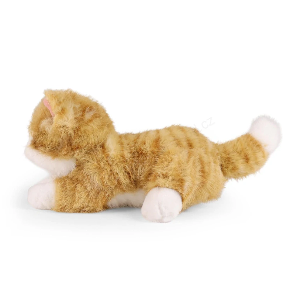 Plyšová kočka ležící zrzavobílá mourovatá 22 cm ECO-FRIENDLY PLUSH WORLD