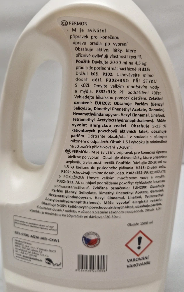 PERMON M – SOFT – avivážní přípravek na máchání prádla