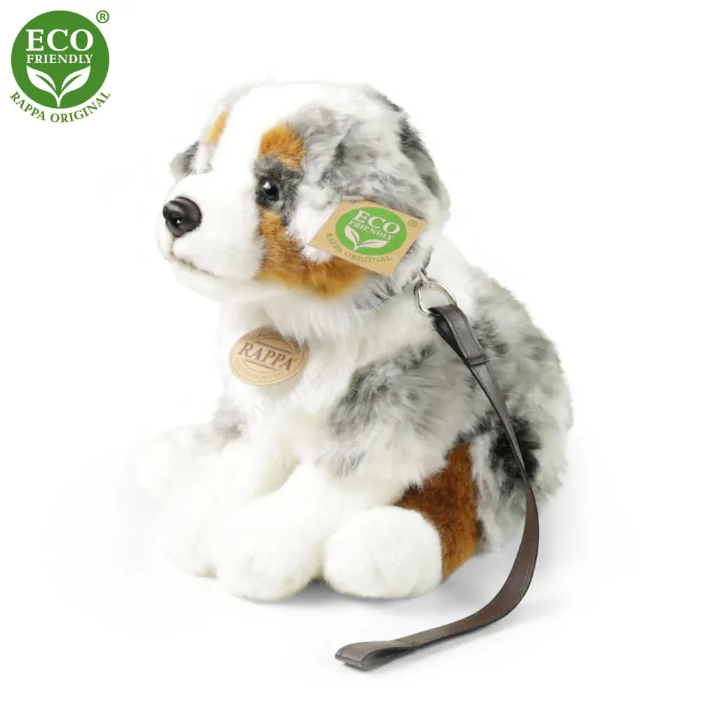 Plyšový pes Australský ovčák 27 cm, s vodítkem  ECO-FRIENDLY