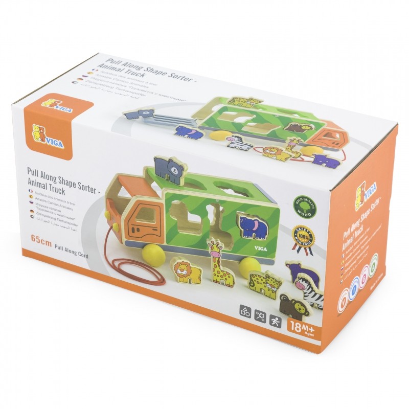 Dřevěná tahačka kamion se zvířátky