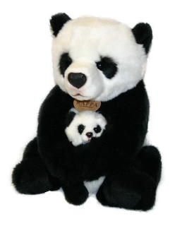 Plyšová panda s mládětem, 27 cm, ECO-FRIENDLY