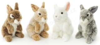 Plyšový KRÁLÍK - ZAJÍC, sedící, 18 cm - 4 druhy