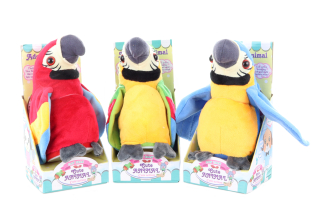 Plyšový papoušek mluvící - 3 druhy