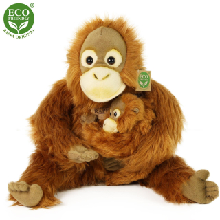 Plyšová opice orangutan s mládětem 28 cm ECO-FRIENDLY